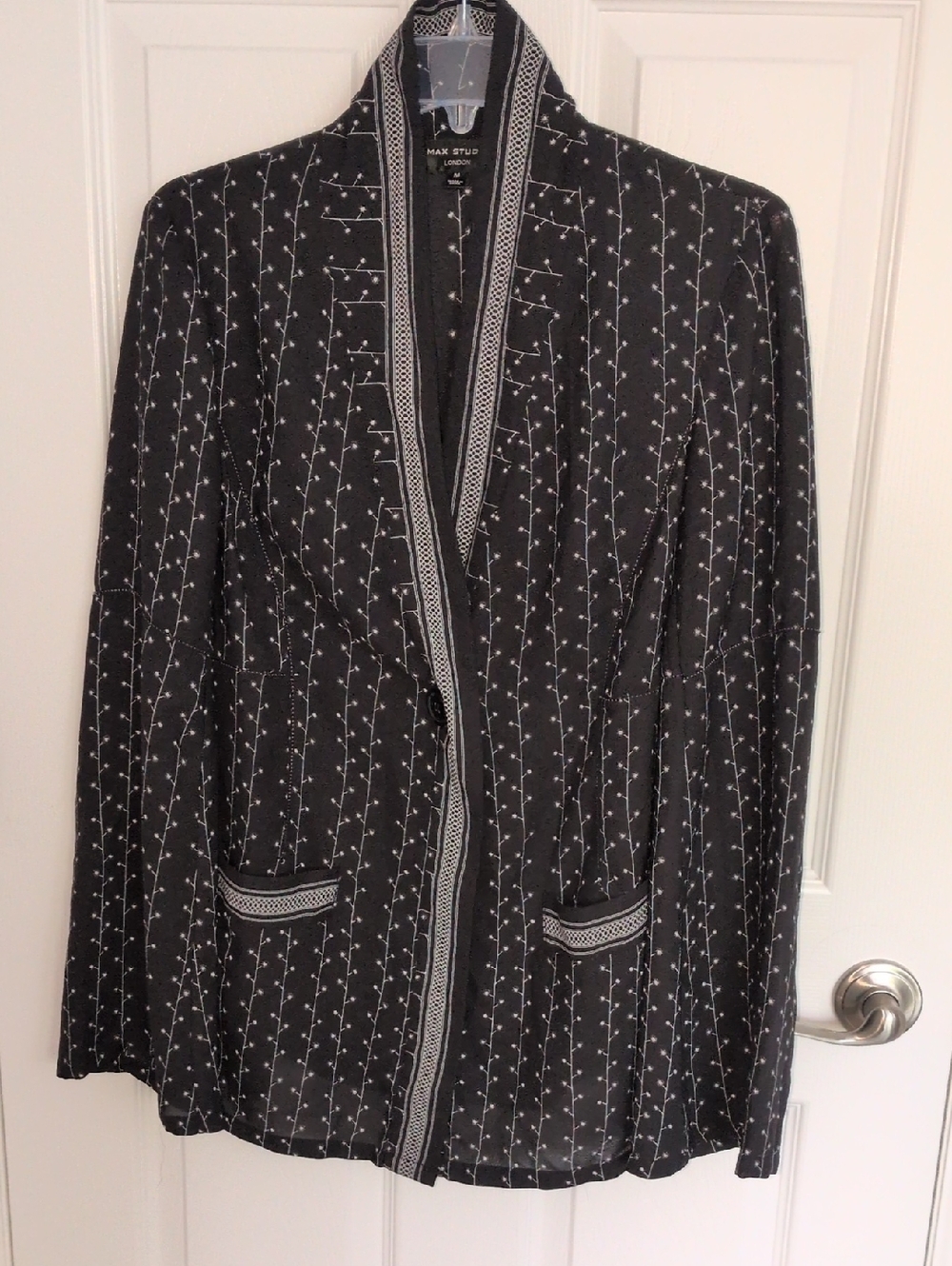 Max Studio Seraphine Printed One Button Lightweight Blazer - M